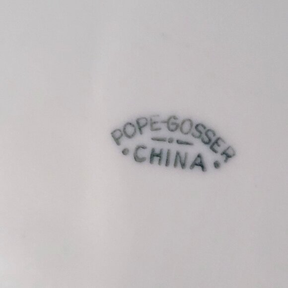 Pope Gosser Gravy Boat w/ Attached Underplate Gold Trim Pink Flower Green Swag - Picture 12 of 12